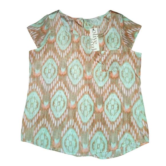 NWT Olive & Oak Orange Southwestern Cap Sleece Top Size Large (0260) - Picture 1 of 4